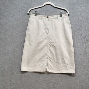 Eddie Bauer Women‎ Skirt 8 White Signature Twill Front Slit Skater